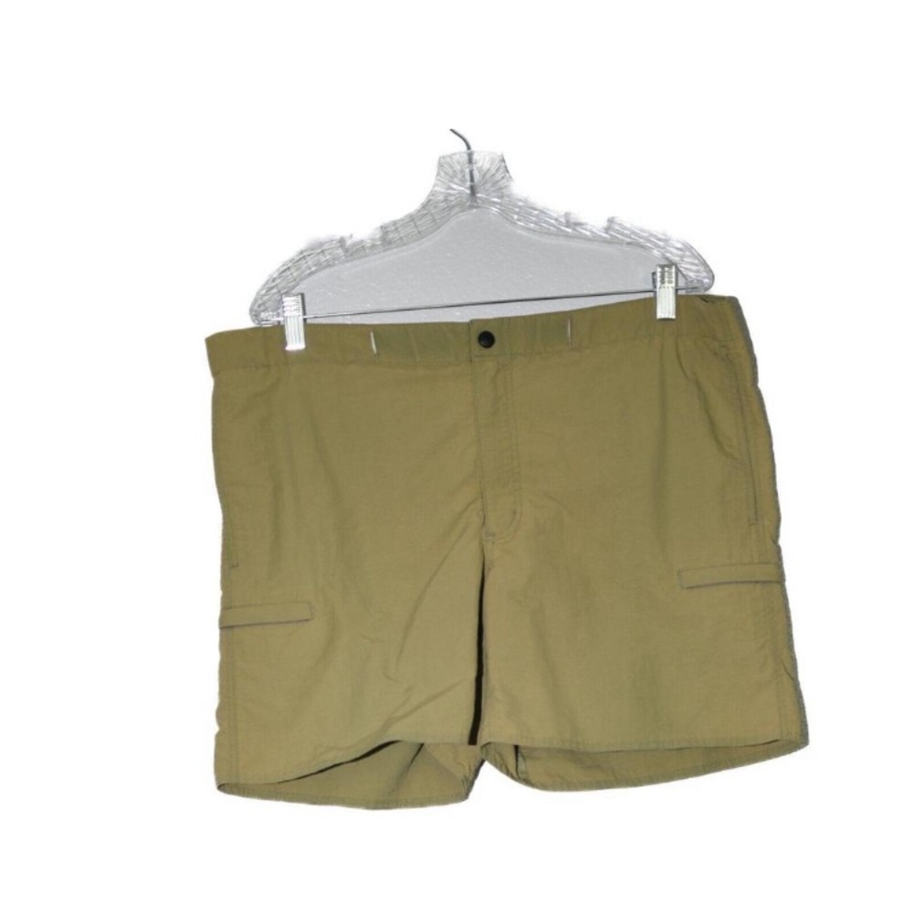 Lands' End Mens Dark Khaki Nylon Shorts Cargo Outdoor Mid Rise Pockets Sz Medium
